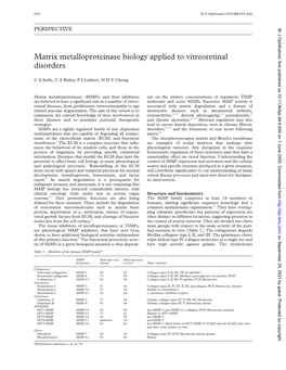Matrix Metalloproteinase Biology Applied to Vitreoretinal Disorders