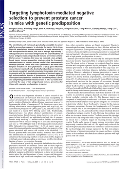 Targeting Lymphotoxin-Mediated Negative Selection to Prevent Prostate Cancer in Mice with Genetic Predisposition