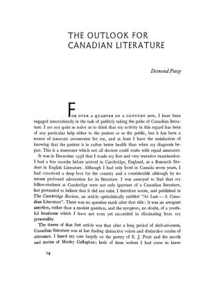 The Outlook for Canadian Literature