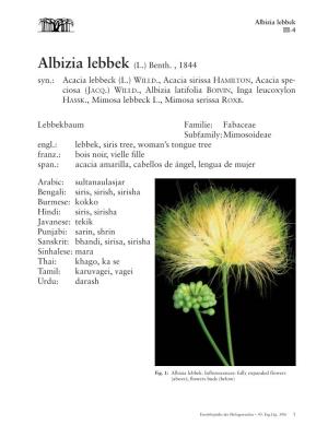 Albizia Lebbek (L.) Benth. , 1844 Syn.: Acacia
