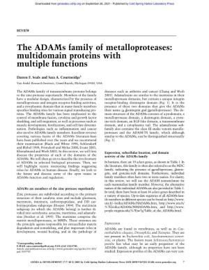 The Adams Family of Metalloproteases: Multidomain Proteins with Multiple Functions