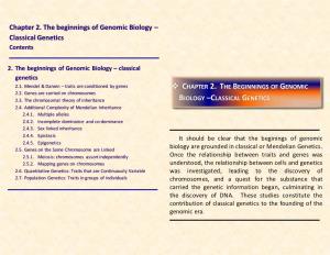 Chapter 2. the Beginnings of Genomic Biology – Classical Genetics Contents