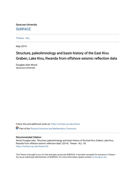 Structure, Paleolimnology and Basin History of the East Kivu Graben, Lake Kivu, Rwanda from Offshore Seismic Reflection Data