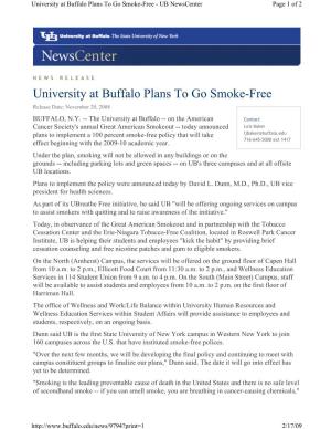 University at Buffalo Plans to Go Smoke-Free - UB Newscenter Page 1 of 2