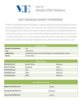Best Emerging Market Performers