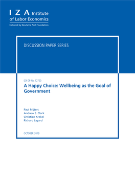 A Happy Choice: Wellbeing As the Goal of Government