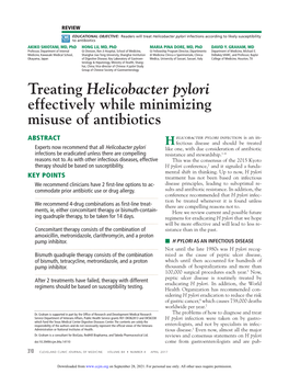 Treating Helicobacter Pylori Effectively While Minimizing Misuse of Antibiotics