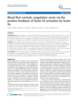 Blood Flow Controls Coagulation Onset Via the Positive Feedback of Factor