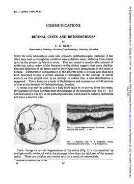Retinal Cysts and Retinoschisis