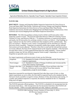 PATCH 006 Certifying Various Varieties of Citrus (Pdf)