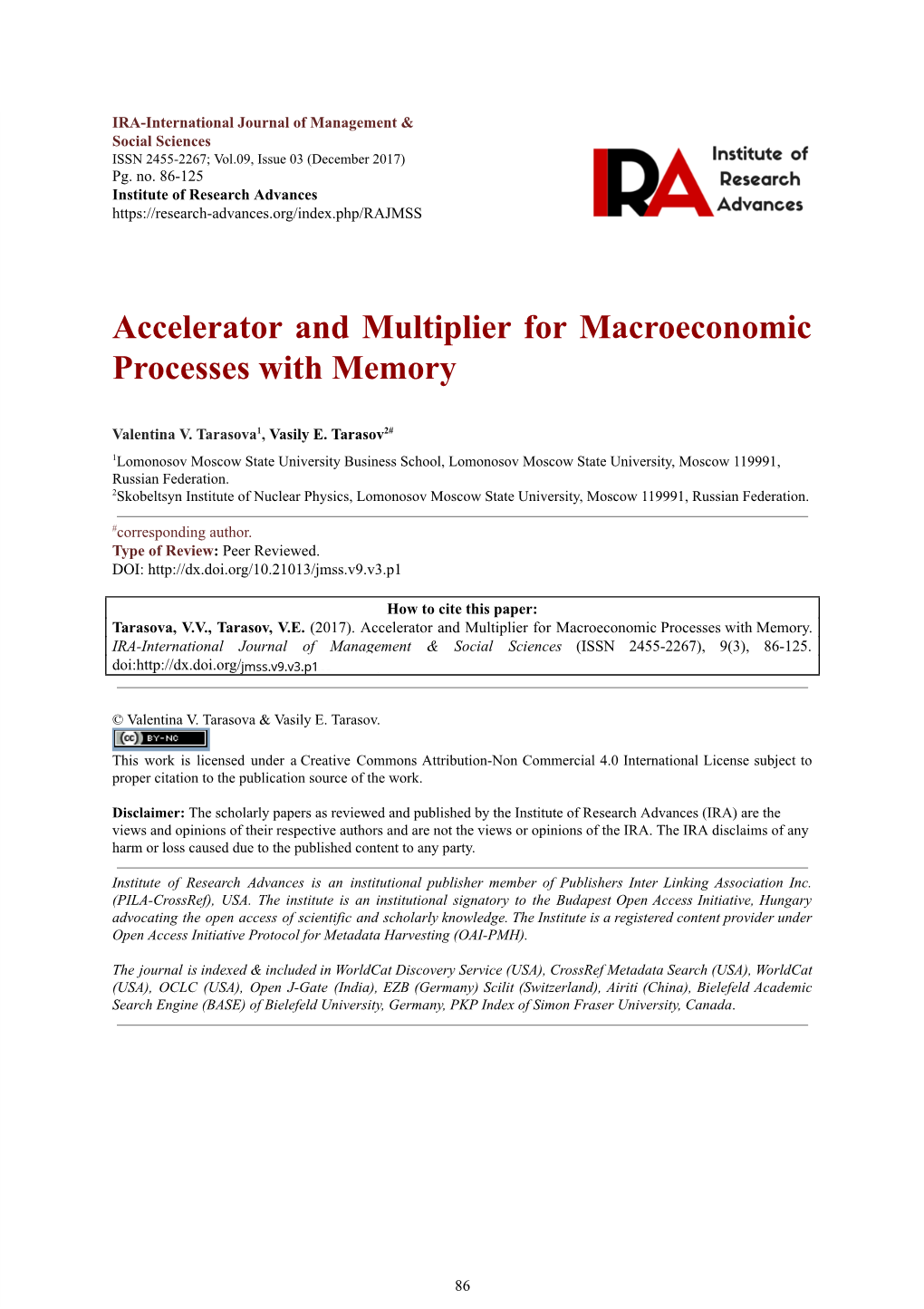Accelerator and Multiplier for Macroeconomic Processes with Memory