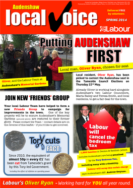 Audenshaw Delivered FREE by Volunteers √" " Local Oice SPRING 2014 AUDENSHAW