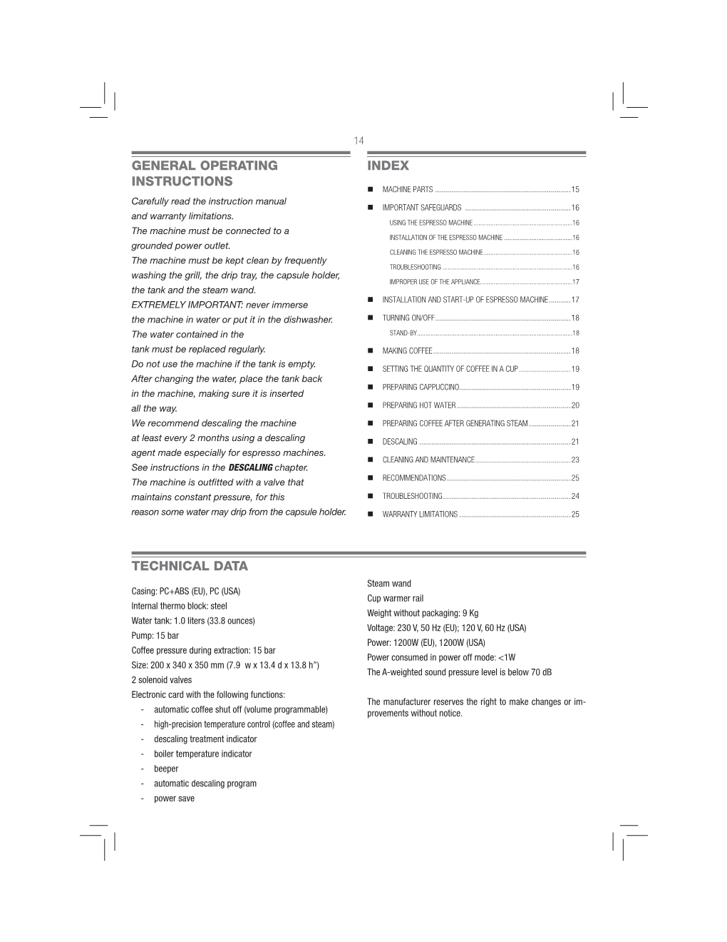 General Operating Instructions Technical