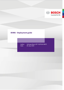 BVMS - Deployment Guide