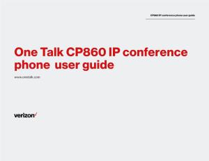 One Talk CP860 IP Conference Phone User Guide Contents