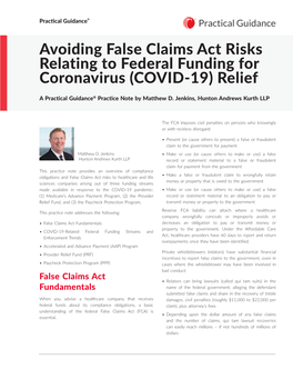 Avoiding False Claims Act Risks Relating to Federal Funding for Coronavirus (COVID-19) Relief