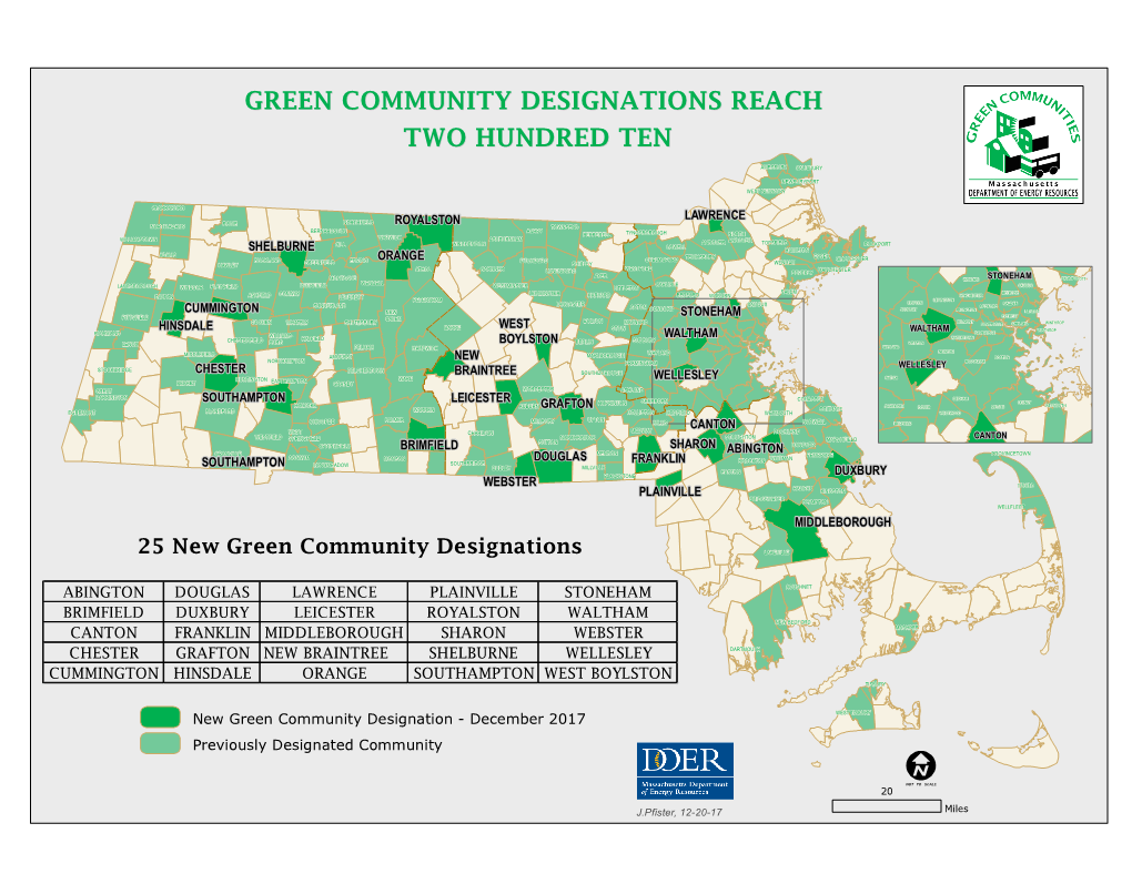 Green Community Designations Reach Two Hundred Ten