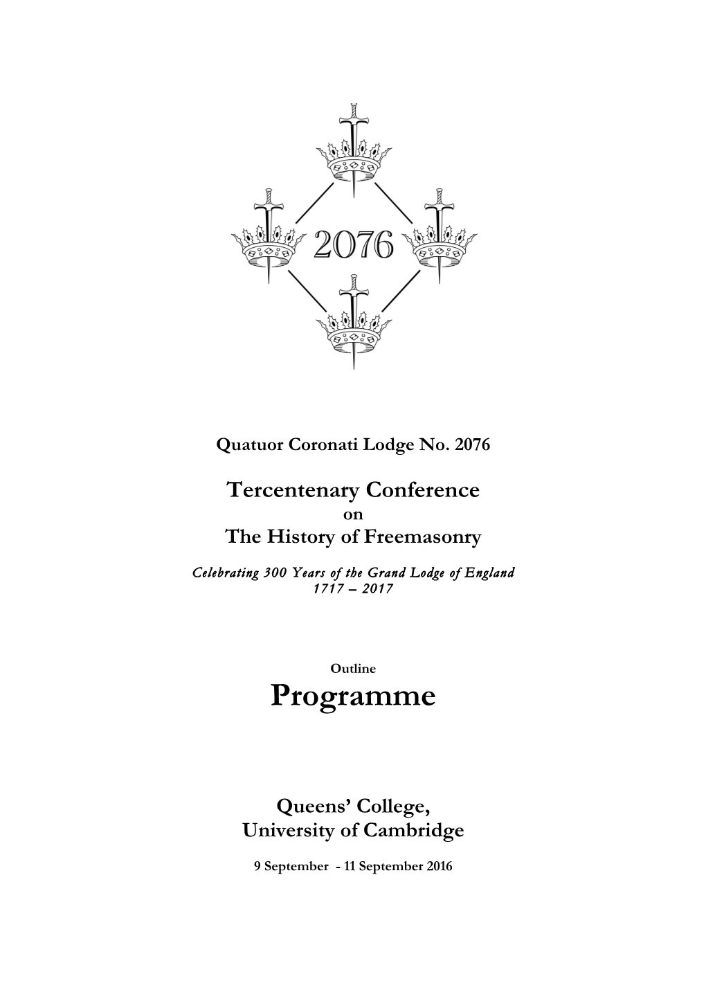 Tercentenary Conference Programme