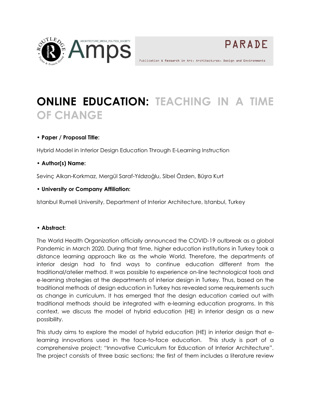 Online Education: Teaching in a Time of Change