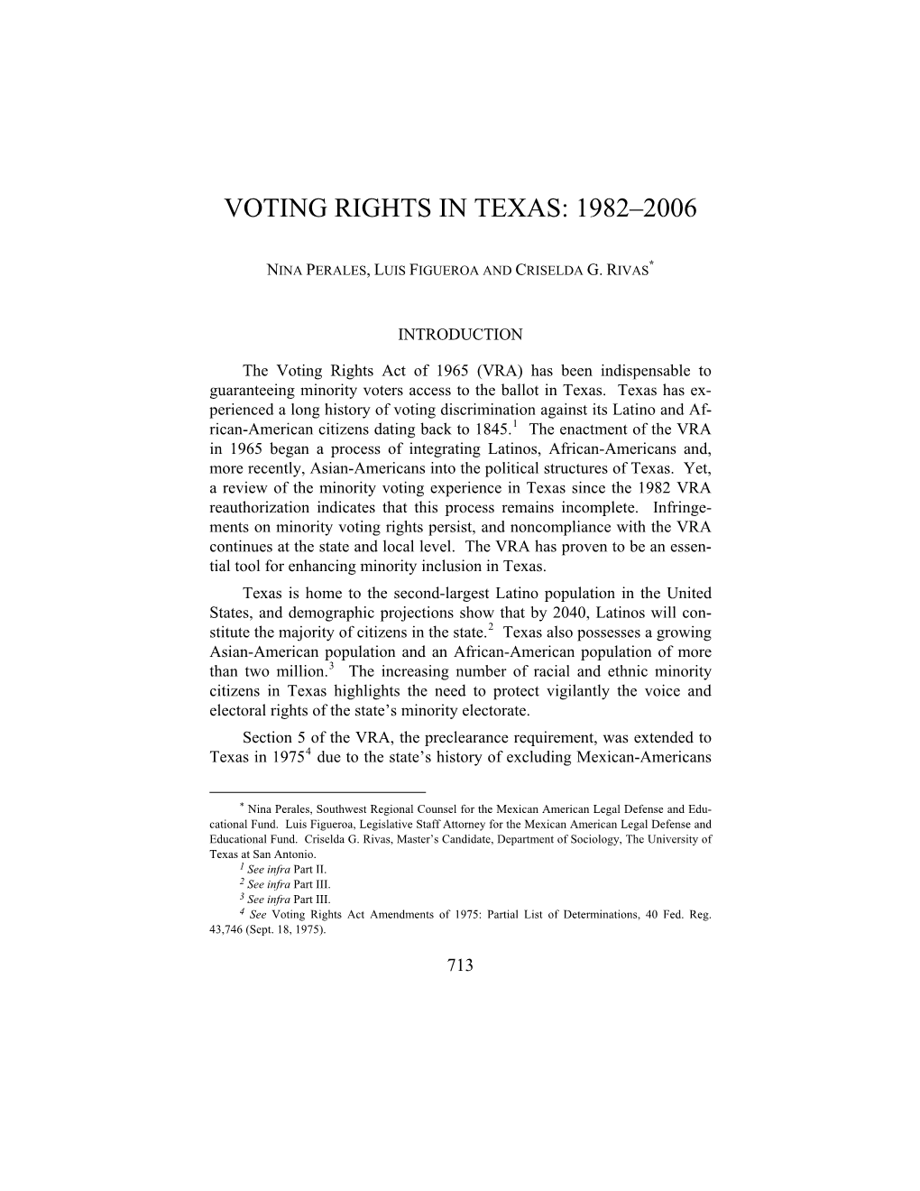 Voting Rights in Texas: 1982–2006