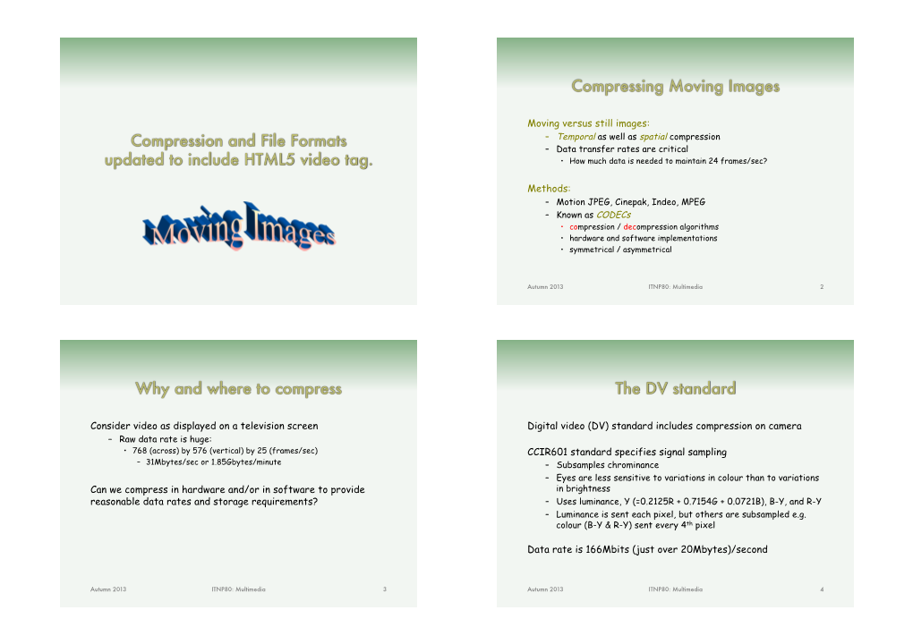 Compression and File Formats Updated to Include HTML5 Video