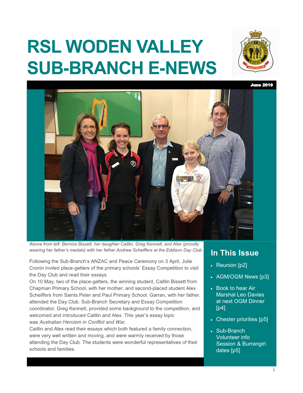 Rsl Woden Valley Sub-Branch E-News