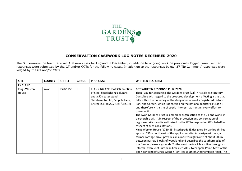 1 Conservation Casework Log Notes