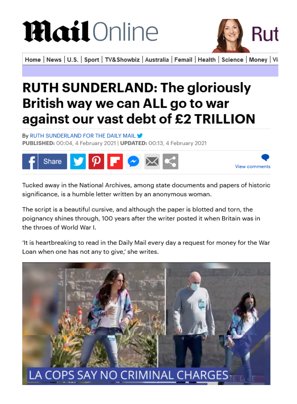 RUTH SUNDERLAND: the Gloriously British Way We Can ALL Go to War Against Our Vast Debt of £2 TRILLION