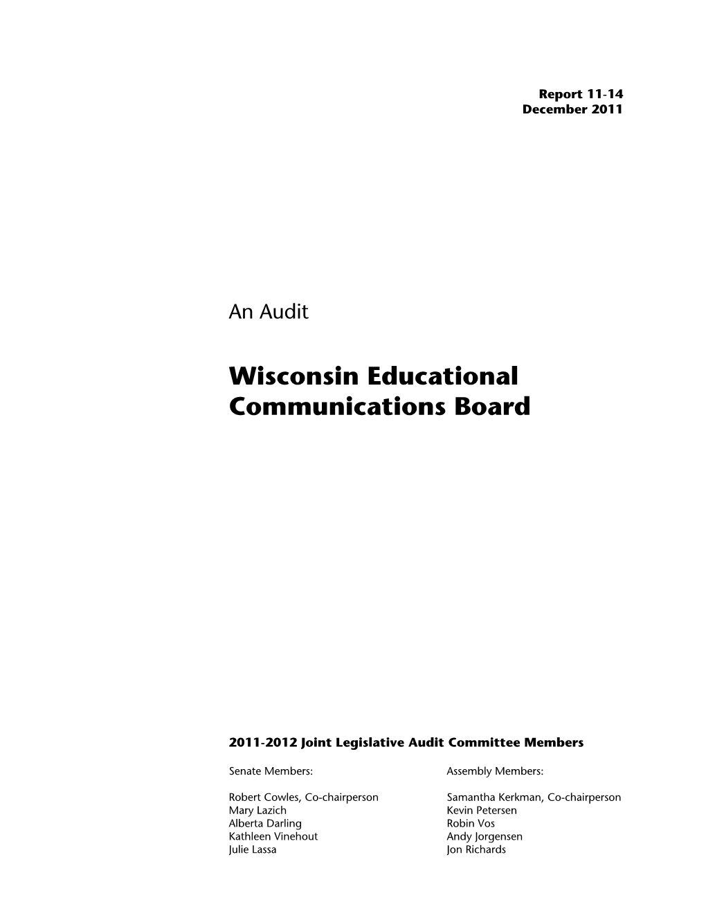 Financial Statements of the Wisconsin Educational Communications Board