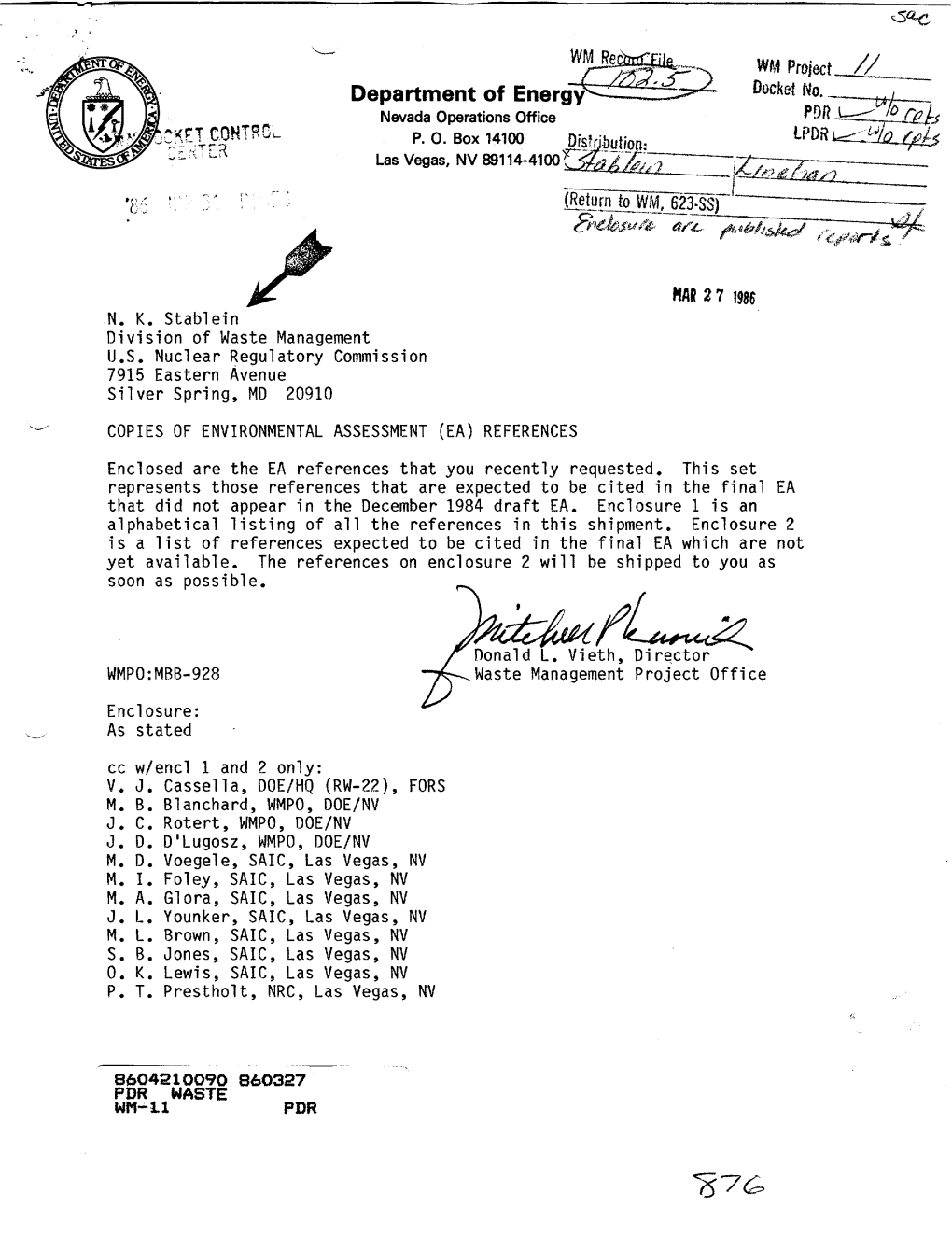 Copies of Environmental Assessment (EA) References