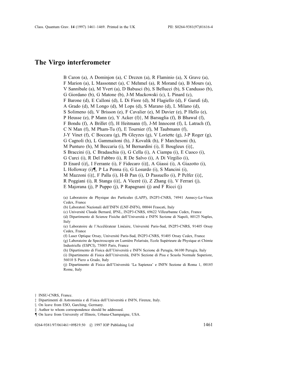 The Virgo Interferometer