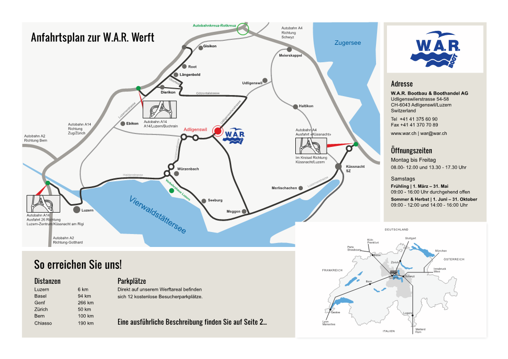 So Erreichen Sie Uns! Anfahrtsplan Zur W.A.R. Werft