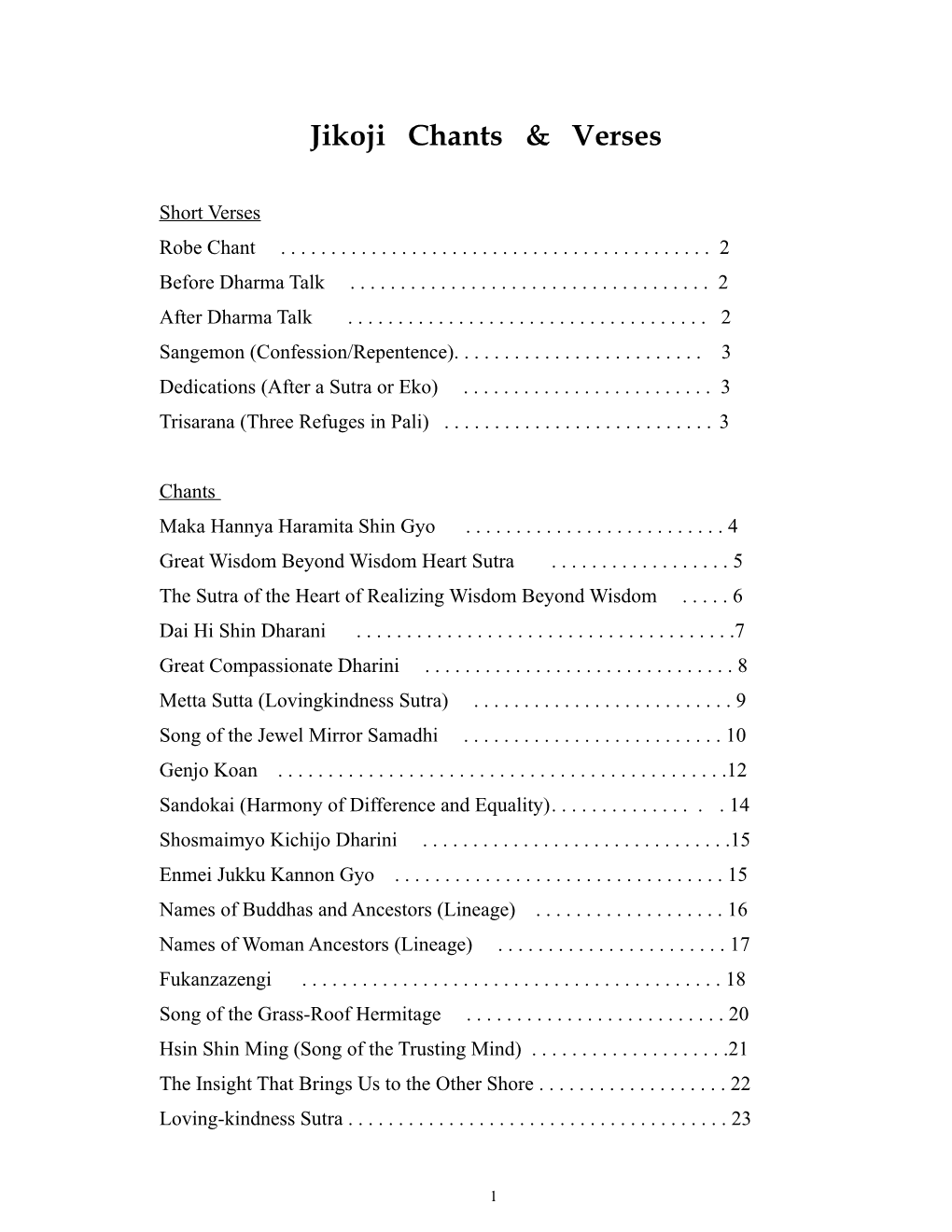 Table of Contents