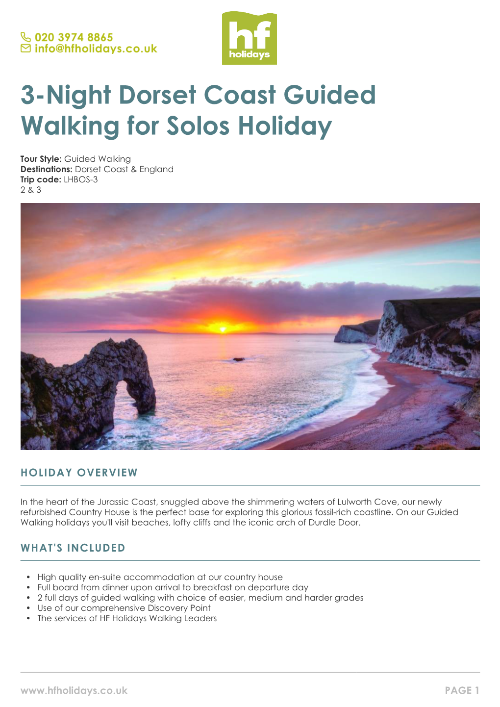 3-Night Dorset Coast Guided Walking for Solos Holiday