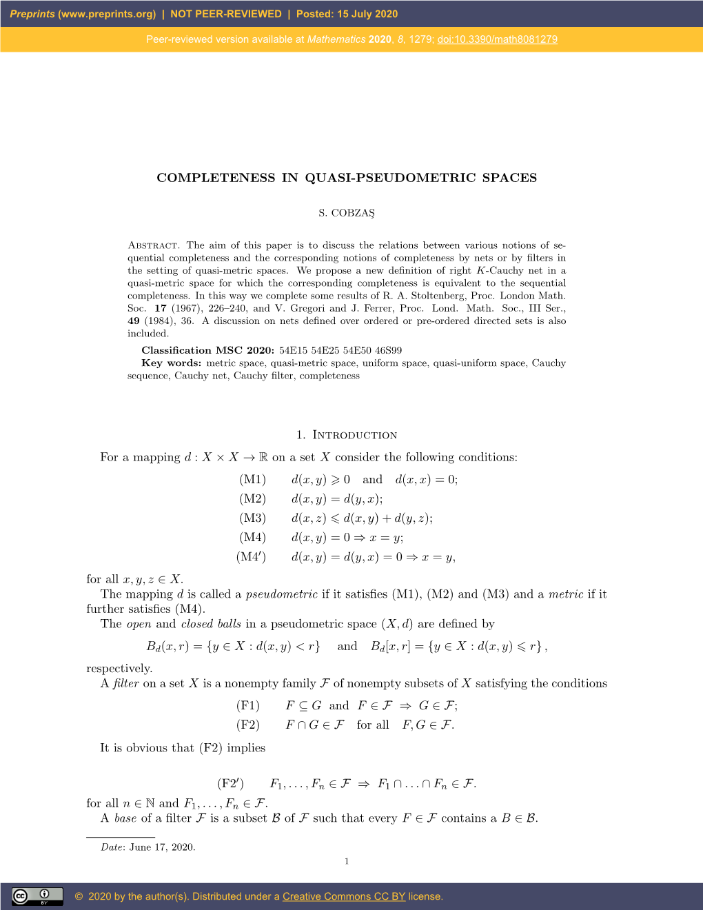 Completeness in Quasi-Pseudometric Spaces