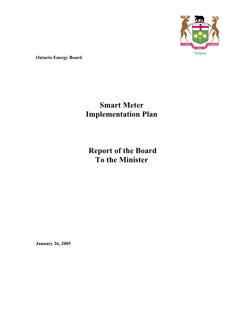 Smart Meter Implementation Plan Report of the Board to the Minister