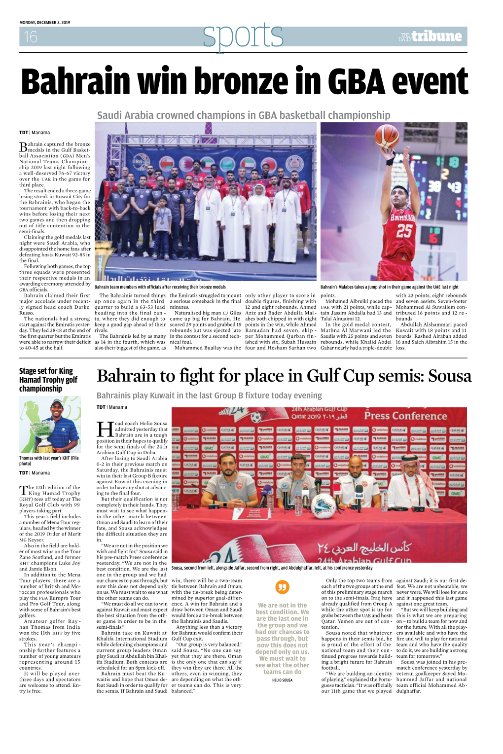 Bahrain to Fight for Place in Gulf Cup Semis: Sousa Championship Bahrainis Play Kuwait in the Last Group B Fixture Today Evening TDT | Manama