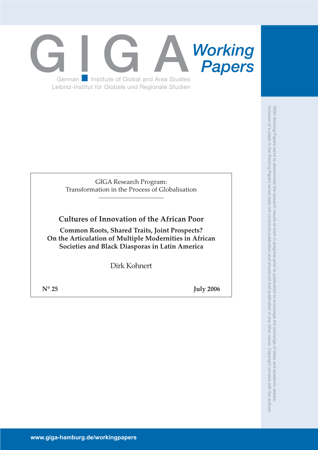 Cultures of Innovation of the African Poor