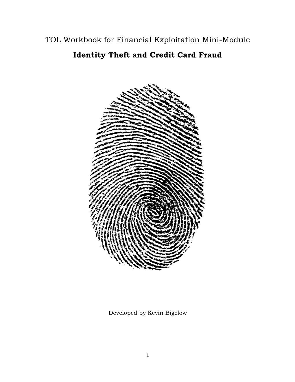 Identity Theft and Credit Card Fraud TOL Workbook