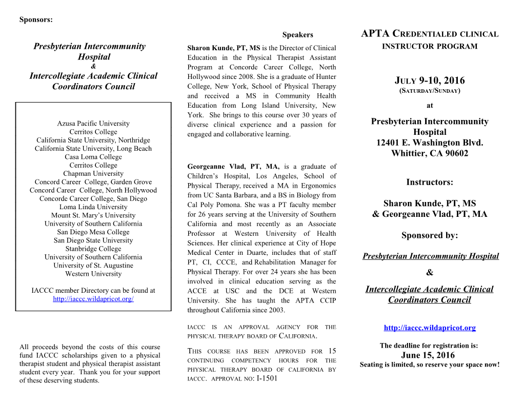 APTA Clinical Instructor Education and Credentialing Program