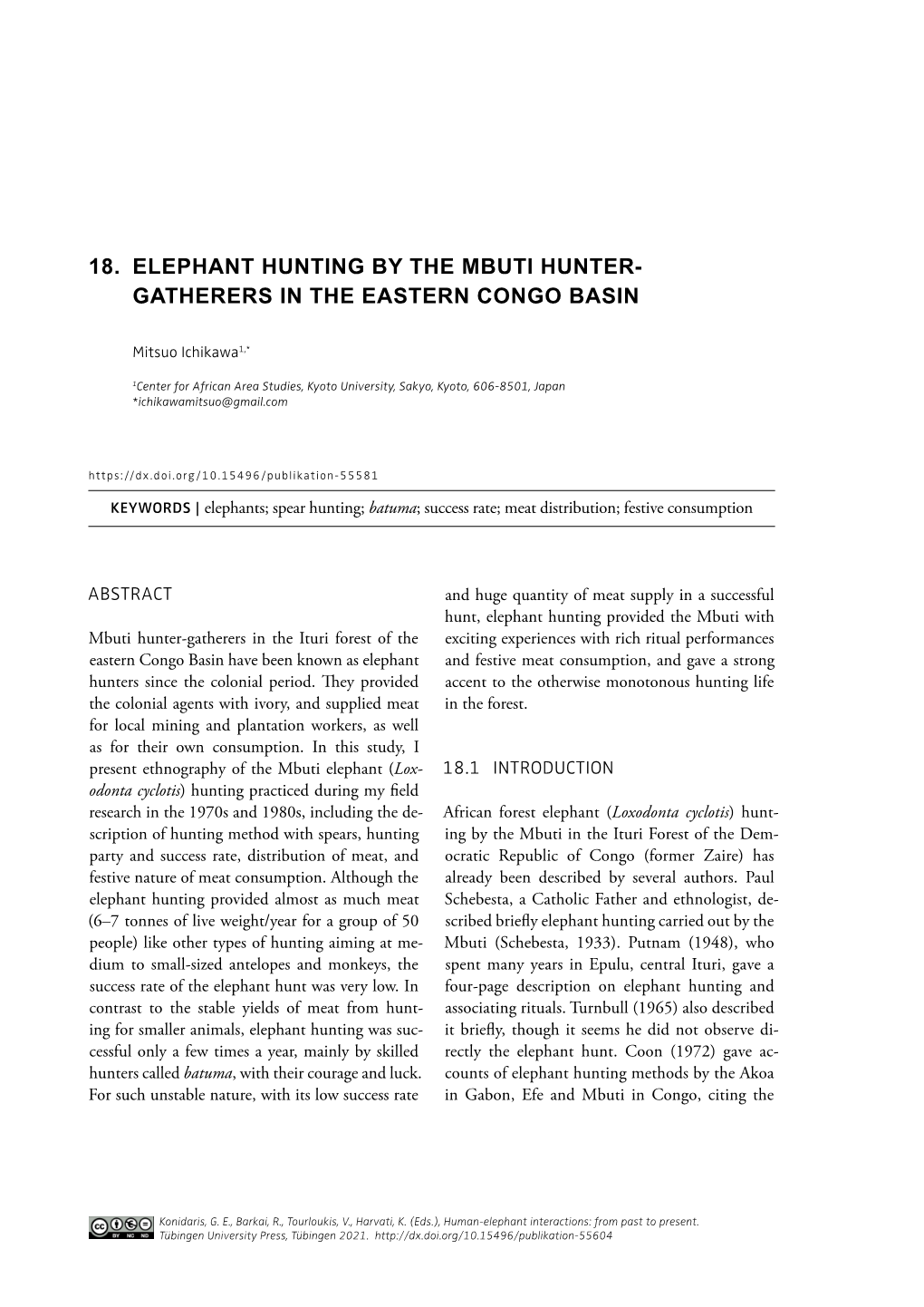 18. Elephant Hunting by the Mbuti Hunter- Gatherers in the Eastern Congo Basin