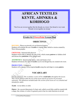 African Textiles Kente, Adinkra & Korhogo