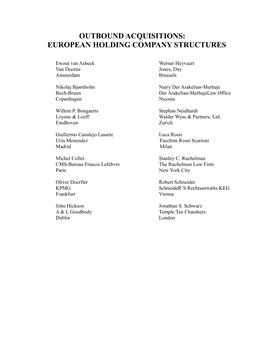Outbound Acquisitions: European Holding Company Structures