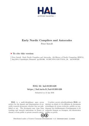 Early Nordic Compilers and Autocodes Peter Sestoft