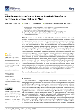 Microbiome-Metabolomics Reveals Prebiotic Benefits of Fucoidan Supplementation in Mice