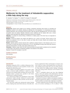 Metformin for the Treatment of Hidradenitis Suppurativa: a Little Help Along the Way