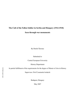 The Cult of the Fallen Soldier in Serbia and Hungary (1914-1918)