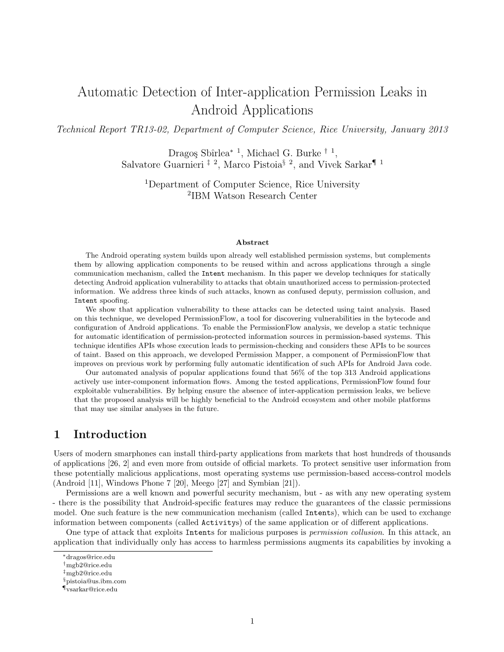 Automatic Detection of Inter-Application