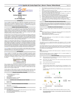 Onsite Syphilis Ab Combo Rapid Test - (Serum / Plasma / Whole Blood) Page 1 of 2