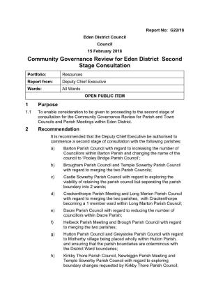 Community Governance Review for Eden District Second Stage